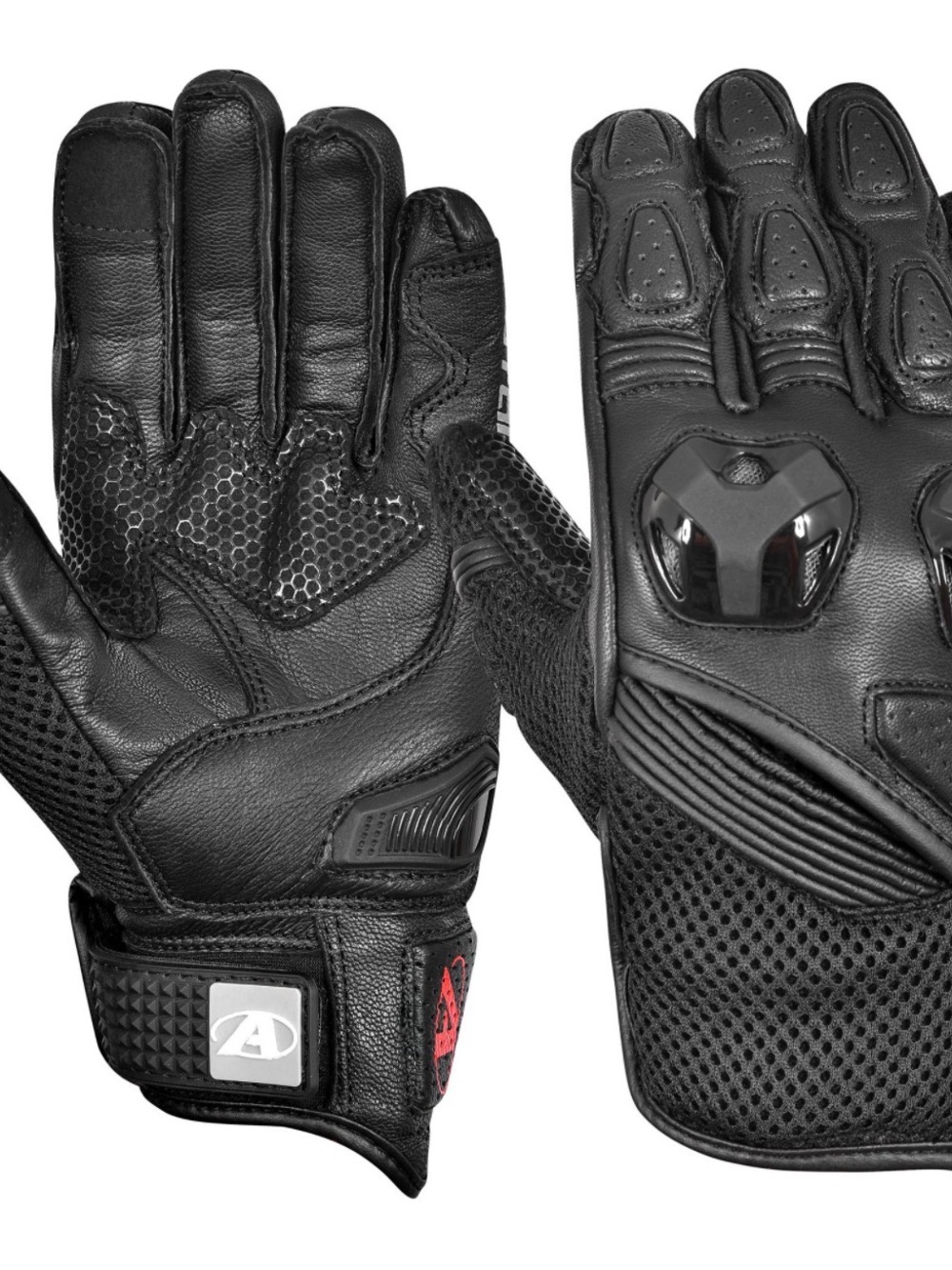 Black Motorcycle Gloves with Knuckle Protection
